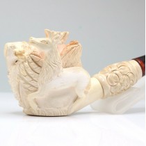 veche pipa Meerschaum. sculptura cinegetica. etui original. Turcia